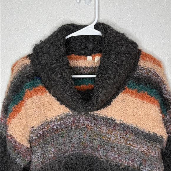 Moth Anthropologie Murray Striped Mohair Wool Turtleneck Chunky Sweater Small - Picture 4 of 6